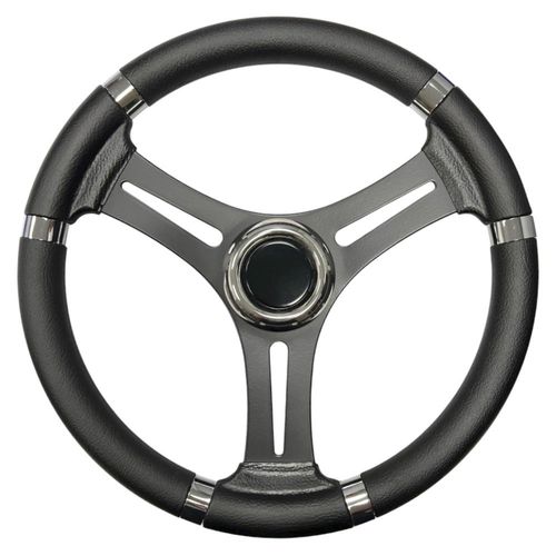 Stainless steel power boat steering wheel - T18GHOST - SAVORETTI ARMANDO & C. s.n.c. - polyurethane-coated / racing / three spokes