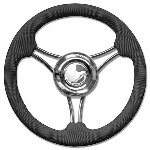 Stainless steel power boat steering wheel - T22RB series - SAVORETTI ARMANDO & C. s.n.c. - polyurethane-coated / wooden / six spokes