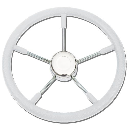 Stainless steel power boat steering wheel - T9 series - SAVORETTI ARMANDO & C. s.n.c. - polyurethane-coated / five spokes / black
