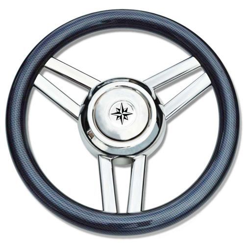 Stainless steel power boat steering wheel - T25 - SAVORETTI ARMANDO & C. s.n.c. - carbon / racing / six spokes