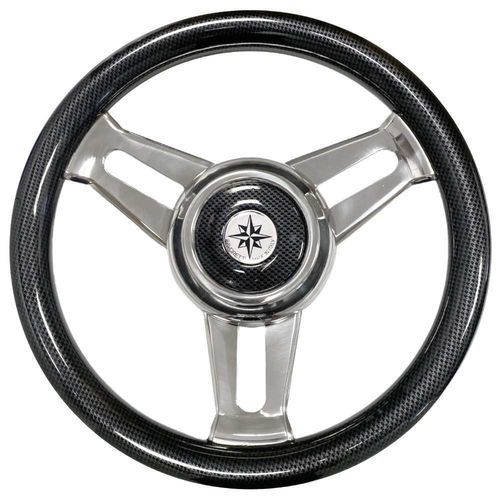 Stainless steel power boat steering wheel - T30 CF - SAVORETTI ARMANDO & C. s.n.c. - carbon / six spokes / black
