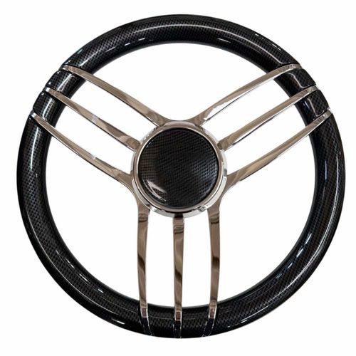 Stainless steel power boat steering wheel - T31CF - SAVORETTI ARMANDO & C. s.n.c. - wooden / carbon / leather-covered