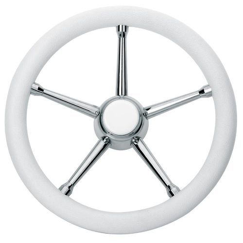 Polyurethane-coated power boat steering wheel - T17 series - SAVORETTI ARMANDO & C. s.n.c. - stainless steel / teak / mahogany