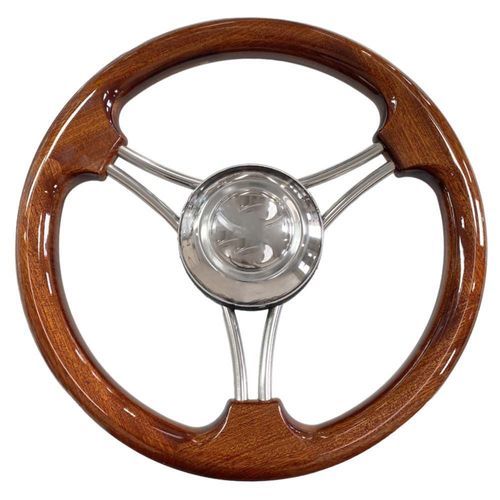 Stainless steel power boat steering wheel - T22RMO-RTE series - SAVORETTI ARMANDO & C. s.n.c. - teak / mahogany / racing