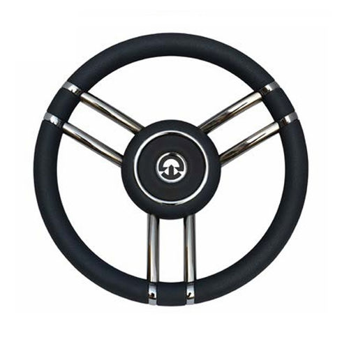 Stainless steel power boat steering wheel - VS14 - Riviera srl Genova - polyurethane-coated / racing / three spokes