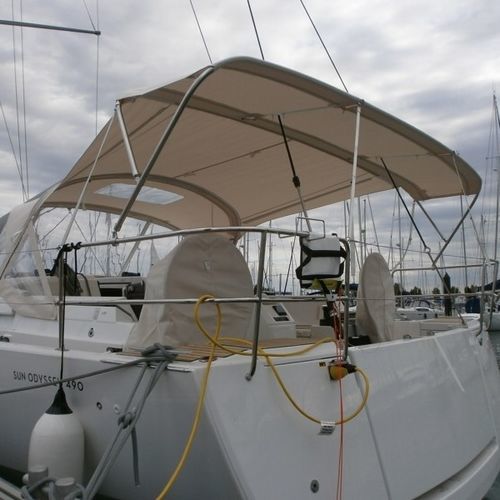 Sailboat Bimini top - Sun Odyssey 490 - TTOP Nautic - cockpit / stainless steel frame / PVC