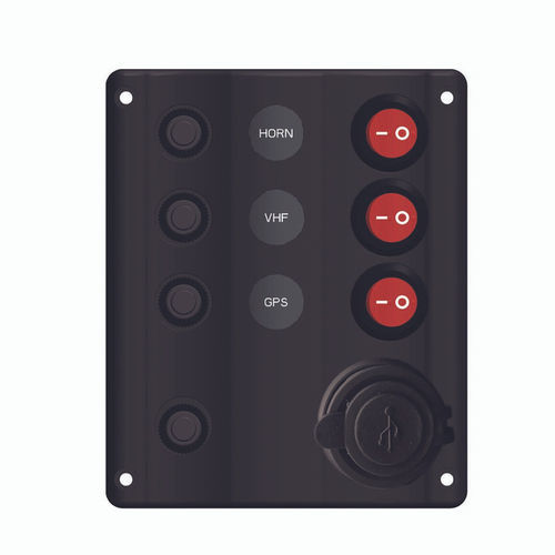 Boat switch panel - 10027-BKU2C - AAA WORLD-WIDE ENTERPRISES LTD. - waterproof / with USB port