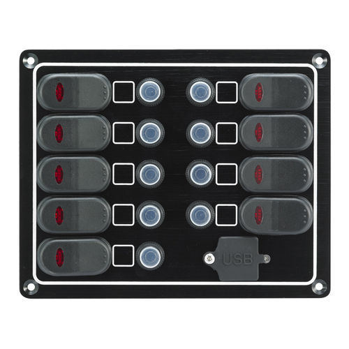 Boat switch panel - 10263-BK - AAA WORLD-WIDE ENTERPRISES LTD. - current / waterproof / with USB port