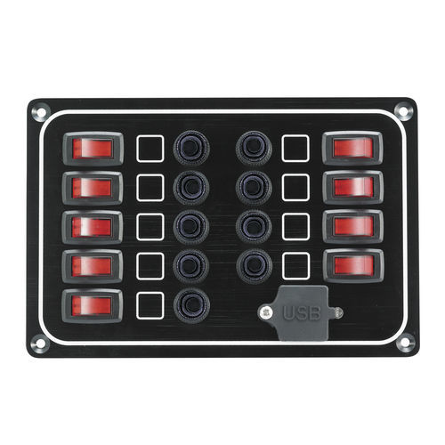 Boat switch panel - 10266-BK - AAA WORLD-WIDE ENTERPRISES LTD. - current / waterproof / with USB port