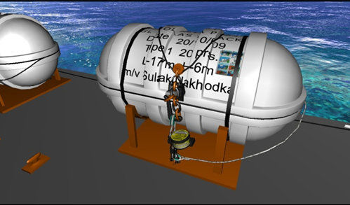 Simulation software - Thrown overboard Liferaft - STORM SIM - thrown overboard liferaft / multimedia