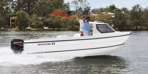 Outboard day fishing boat - Cuddy 21 - SMARTLINER - wheelhouse / fiberglass / 7-person max.