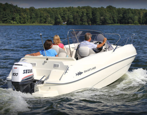 Outboard day cruiser - SUNBREEZE 226 - SMARTLINER - open / dual-console / fiberglass