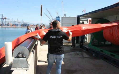 Containment boom - GRINTEC  - SORBCONTROL - inflatable / sheltered waters