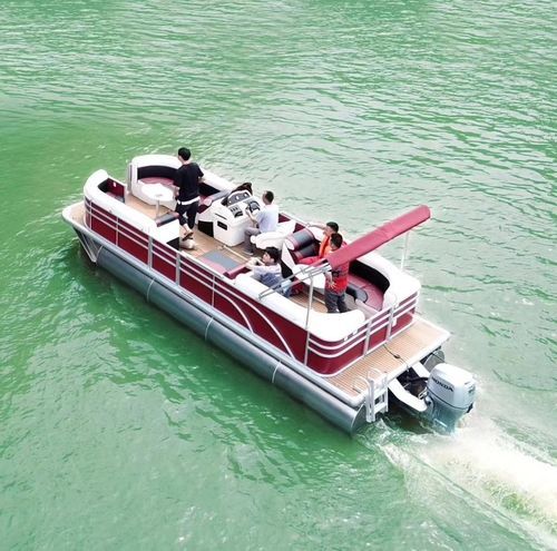Outboard pontoon boat - Changzhou Youbang Boat Co., Ltd. - tri-tube / open / side console