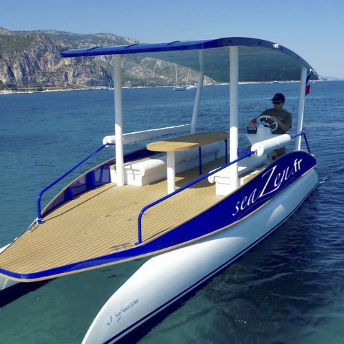 Center console catamaran - SRR-2.0 - SeaZen - outboard / solar powered / displacement hull