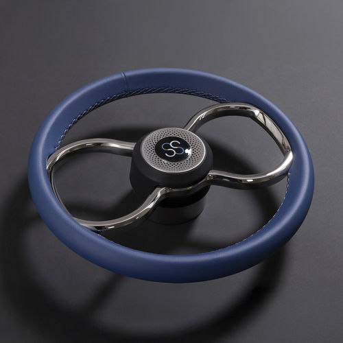 Stainless steel power boat steering wheel - TAORMINA - CASTELLI ITALIA - racing / two spokes / black
