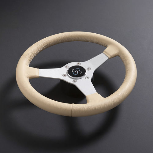 Aluminum power boat steering wheel - LITUS - CASTELLI ITALIA - leather-covered / leather-covered / three spokes