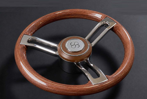 Stainless steel power boat steering wheel - COLUMBUS - CASTELLI ITALIA - mahogany / three spokes / brown