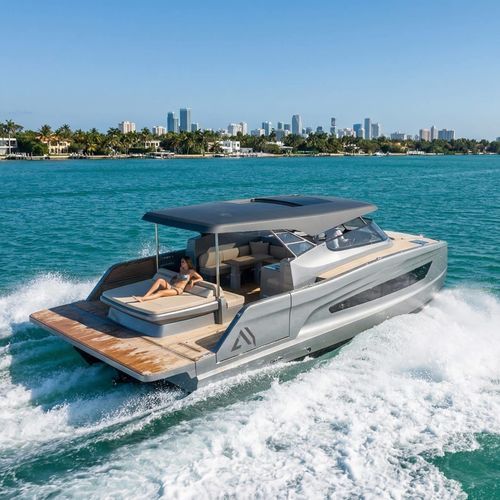 Catamaran express cruiser - 38 S - AVENTURA YACHTS - inboard / twin-engine / soft-top