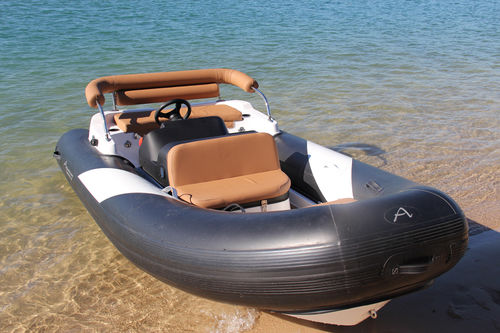 Hydro-jet inflatable boat - Sprinter F12 - Aquascan Inc - rigid / side console / sport