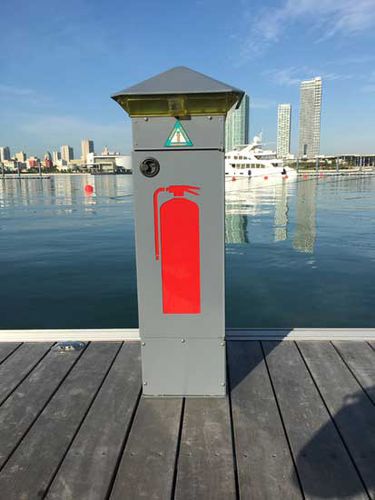 Fire pedestal - FS1020 - Marina Electrical Equipment - with built-in light / for docks / stainless steel