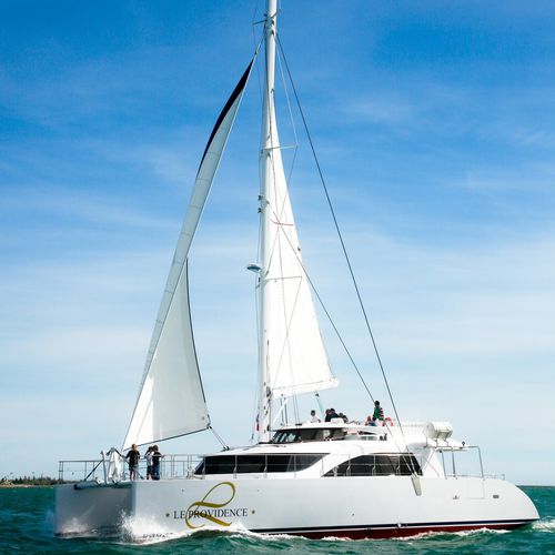 Catamaran sailing yacht - LE PROVIDENCE II  - MARTINEZ CONSTRUCTIONS NAVALES - flybridge / with bowsprit