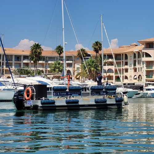Desalination professional boat - AZURETREND | ECOTANK | EMERGENSEA | MONAWA - work barge / service boat / catamaran
