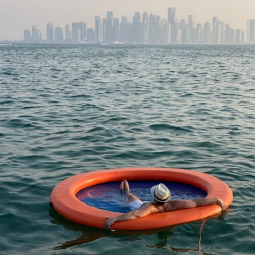 Floating swimming pool - PISCINE HAMAC AQUATIQUE - TIKI FACTORY