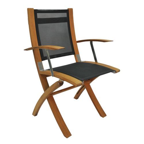 Standard boat chair - COAF094T16_Black - Eurodesign - folding / with armrests / teak