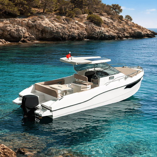 Outboard cabin cruiser - SOLENTA 27 - MERCAN YACHTING - soft-top / sport-fishing / 9-person max.