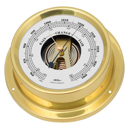 Analog barometer - 1506B - Feingerätebau K. Fischer GmbH - brass / white