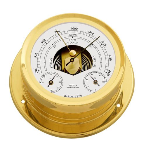 Analog barometer - 1600BTH - Feingerätebau K. Fischer GmbH - brass / white / thermometer