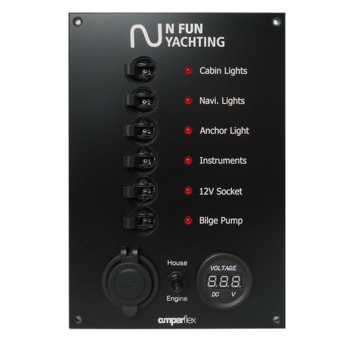 Boat switch panel - BS06HUVS - amperflex - current / LED / with USB port
