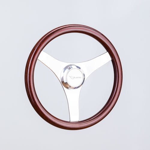 Aluminum power boat steering wheel - SW0045 pol/mah-medium - Volantec OOD - mahogany / classic / design