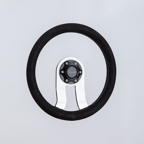 Aluminum power boat steering wheel - SW0280 sat - Volantec OOD - leather-covered / design / two spokes