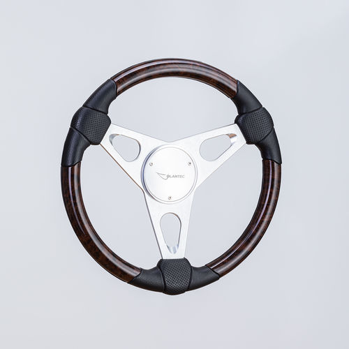 Polyurethane-coated power boat steering wheel - SW0031 sat/maple - Volantec OOD - aluminum / traditional / three spokes