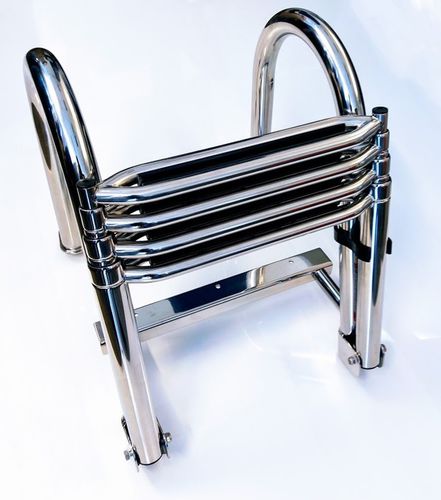 THMEIRA 4-Step Marine Boat Ladder, Stainless Steel, Silver