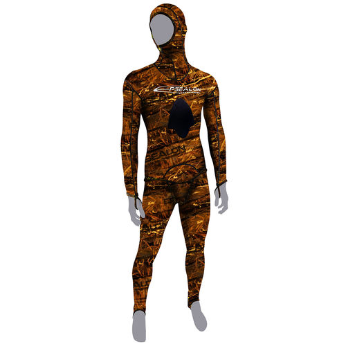 Spearfishing wetsuit - Rash Brown Fusion - EPSEALON - long-sleeve / with hood / two-piece