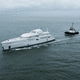 cruising mega-yacht / raised pilothouse / with swimming pool