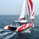 catamaran sailing yacht / with open transom / with deck saloon