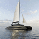 catamaran sailing yacht / cruising / with open transom / flybridge