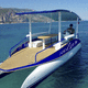 center console catamaran / outboard / solar powered / displacement hull