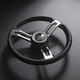 stainless steel power boat steering wheel / leather-covered / racing / three spokes