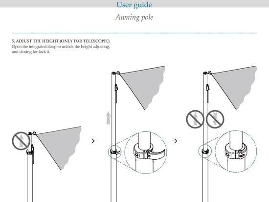 Adjustable telescopic pole for awning