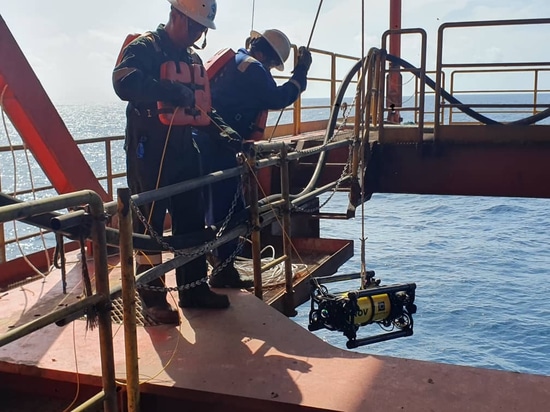 Launching the Boxfish ROV for Offshore O&G Drilling Support