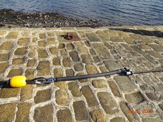 Photo of the elastomer in our low-impact mooring line