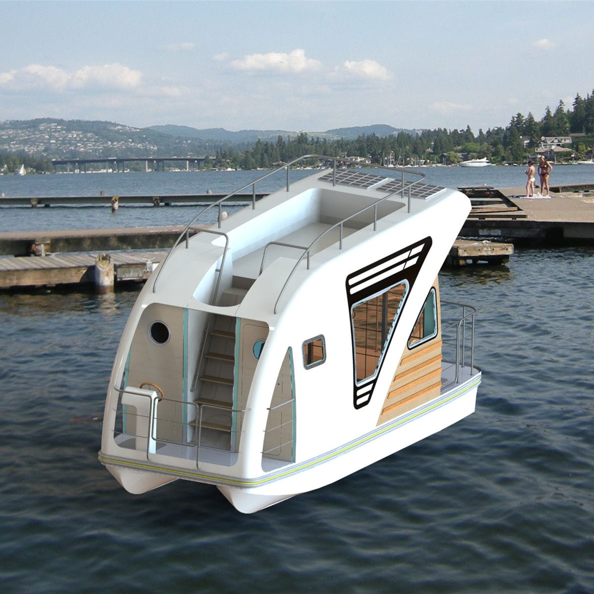 船外機ハウスボート Floating Salon Fareast Boats フライブリッジ / キャビン2室