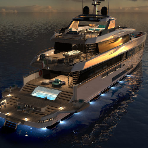 クルージングメガヨット ATOS 46 Admiral yachts 高部操舵室 / キャビン5室 / アルミニウム合金