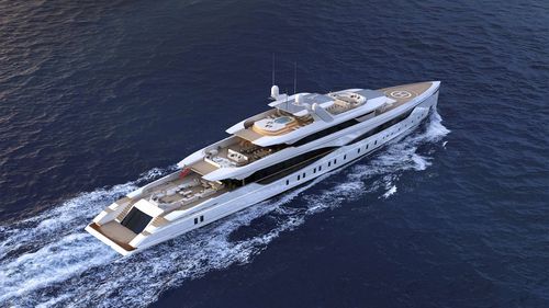 クルージングメガヨット - MITO 76 - Admiral yachts - 高部操舵室 / スチール製 / 垂直船首