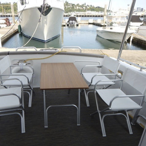 折りたたみ式コックピットテーブル - M200T - Forma Marine Furniture, LLC. - チーク材 / アルミニウム / 茶色